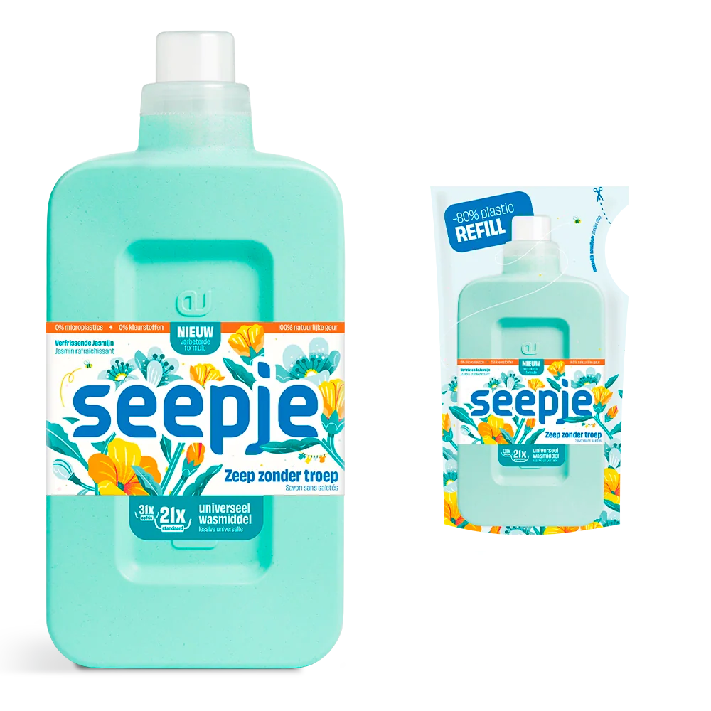 Wasmiddel Pakket Fles met 12 Navullingen | Universeel met Verfrissende Jasmijn geur - Afbeelding 3