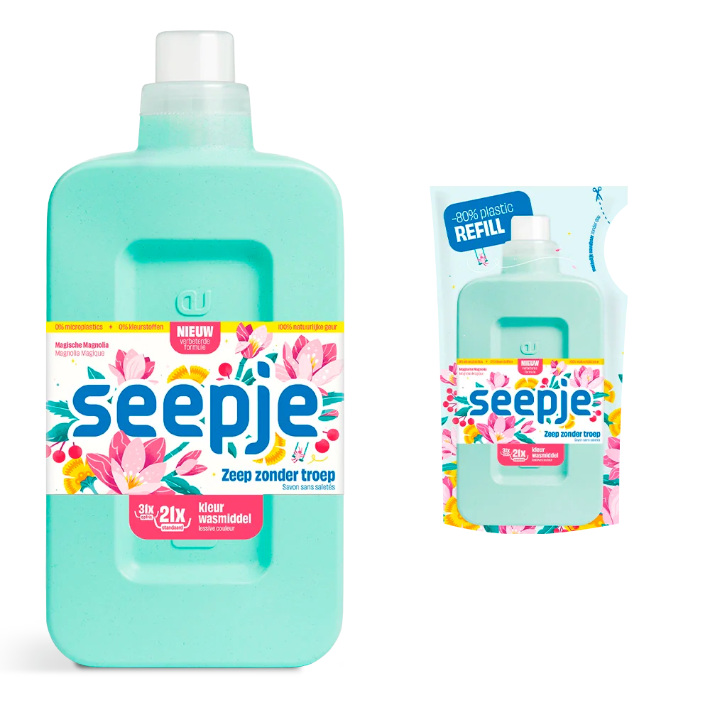 Wasmiddel Pakket Fles met 12 Navullingen | Kleur met Magische Magnolia geur - Afbeelding 3