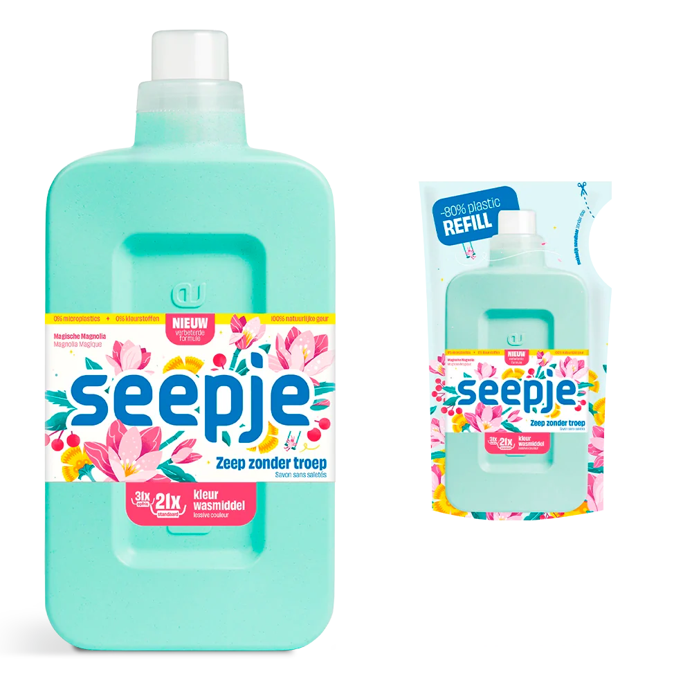 Wasmiddel Pakket Fles met 6 Navullingen | Kleur met Magische Magnolia geur - Afbeelding 3