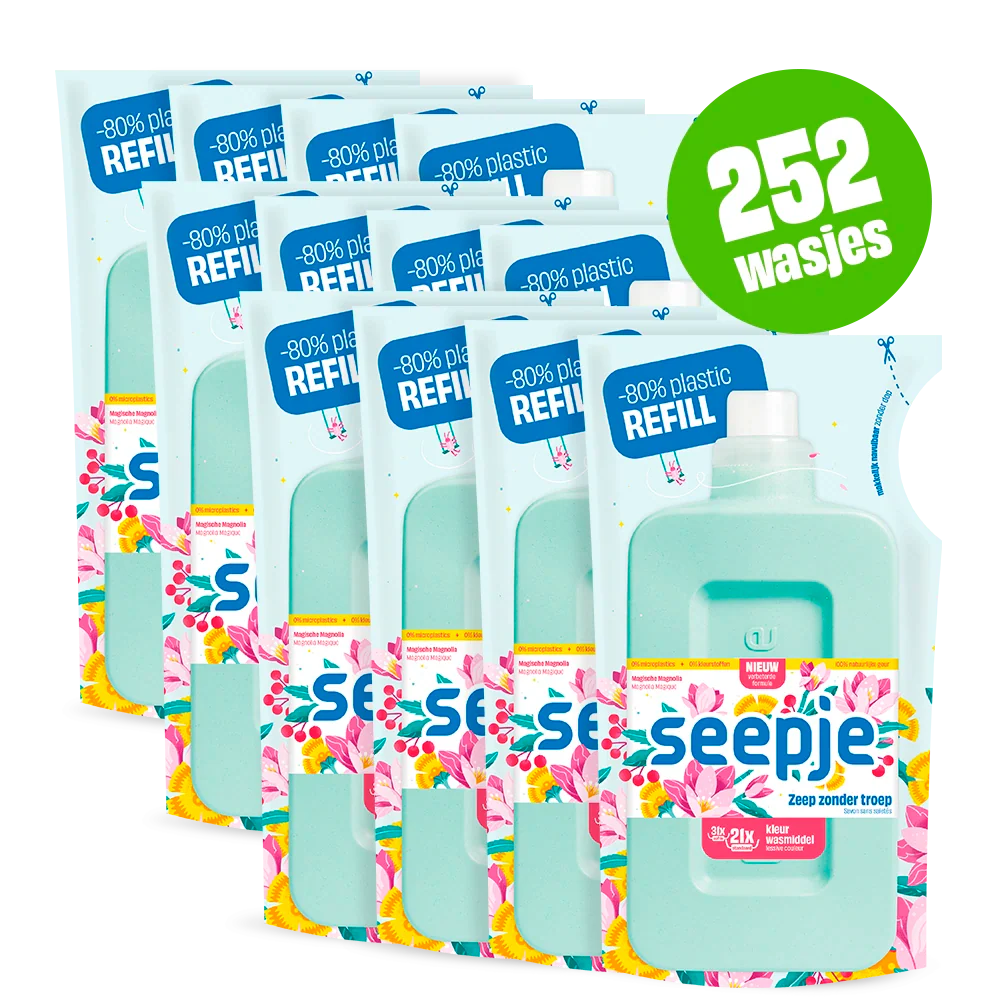 Wasmiddel Pakket met 12 Navullingen | Kleur met Magische Magnolia geur
