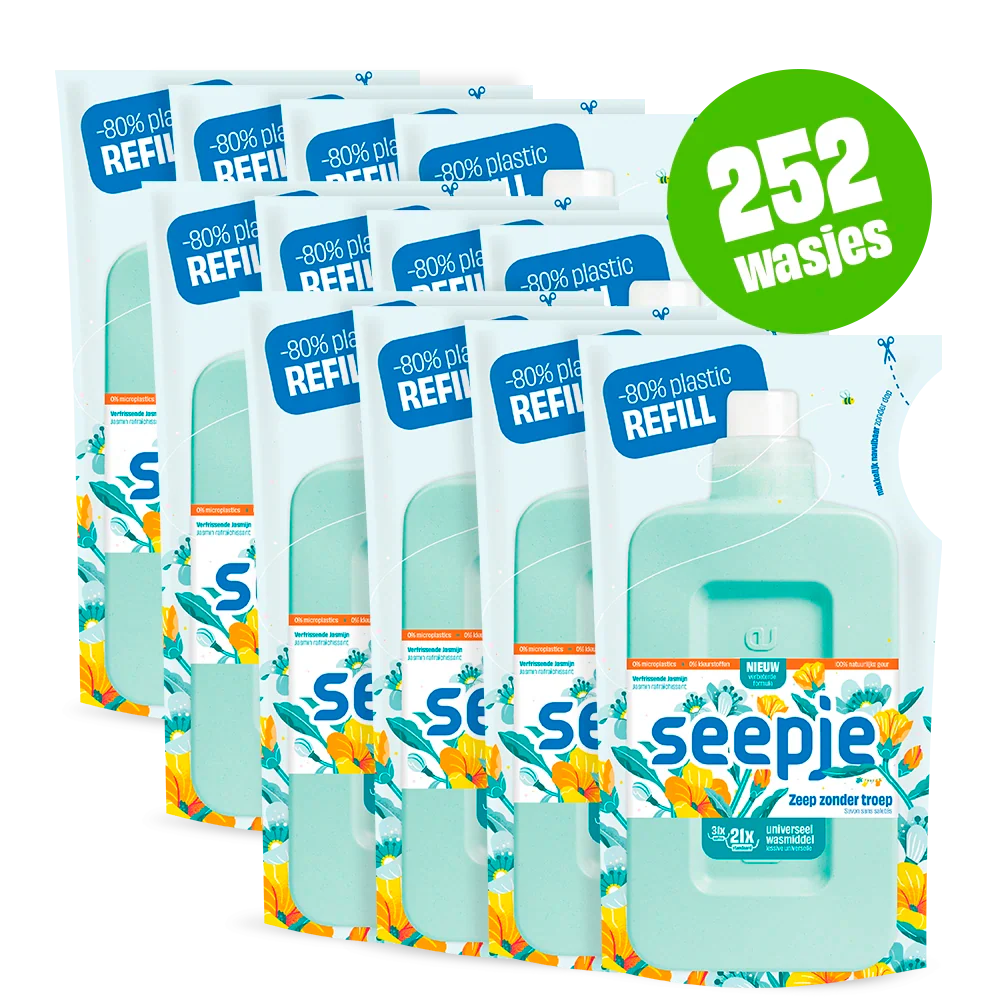 Wasmiddel Pakket met 12 Navullingen | Universeel met Verfrissende Jasmijn geur