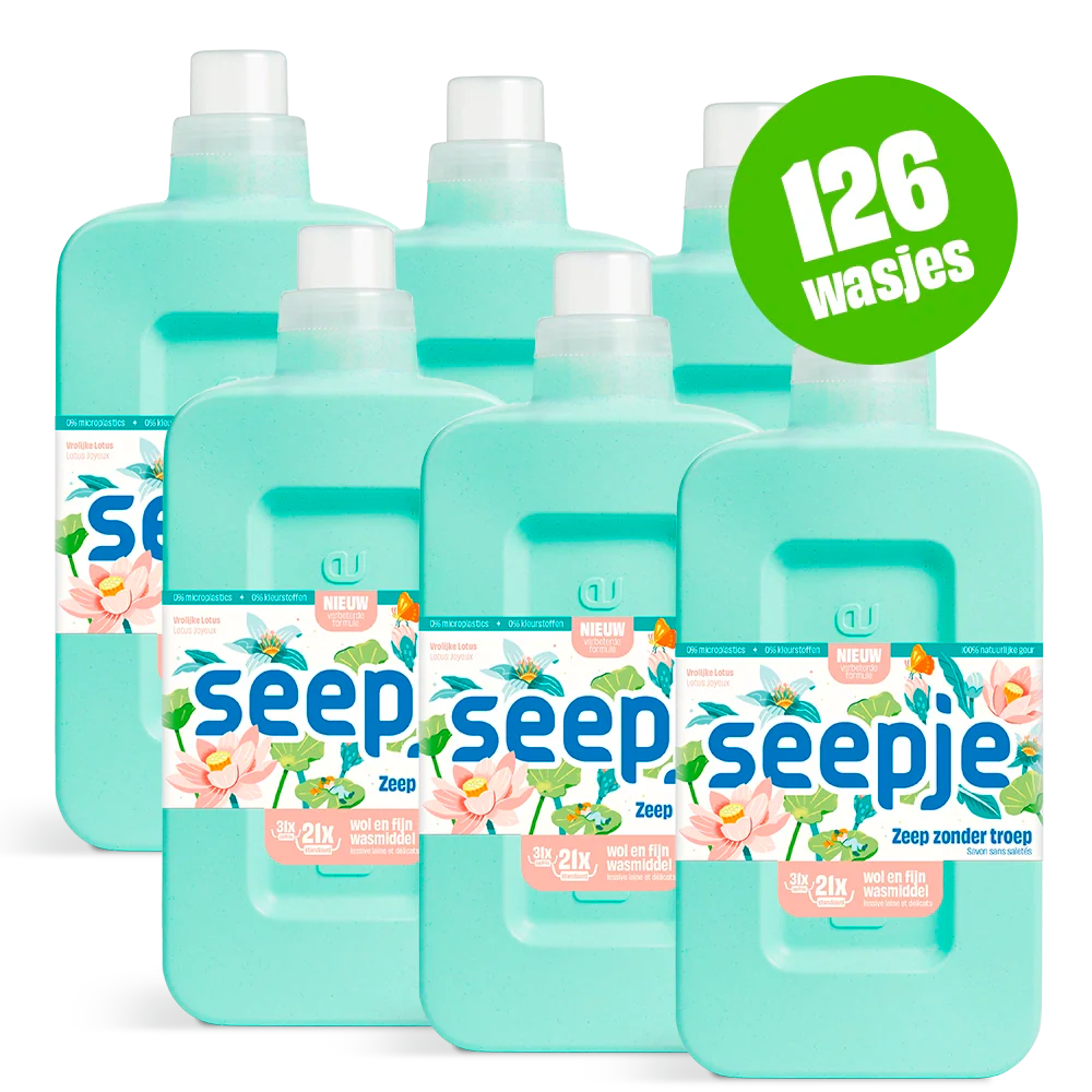 Wasmiddel Pakket met 6 Flessen | Wol en Fijn met Vrolijke Lotus geur - Afbeelding 2